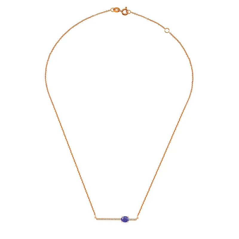 18k Gold Line Diamond Necklace with Sapphire