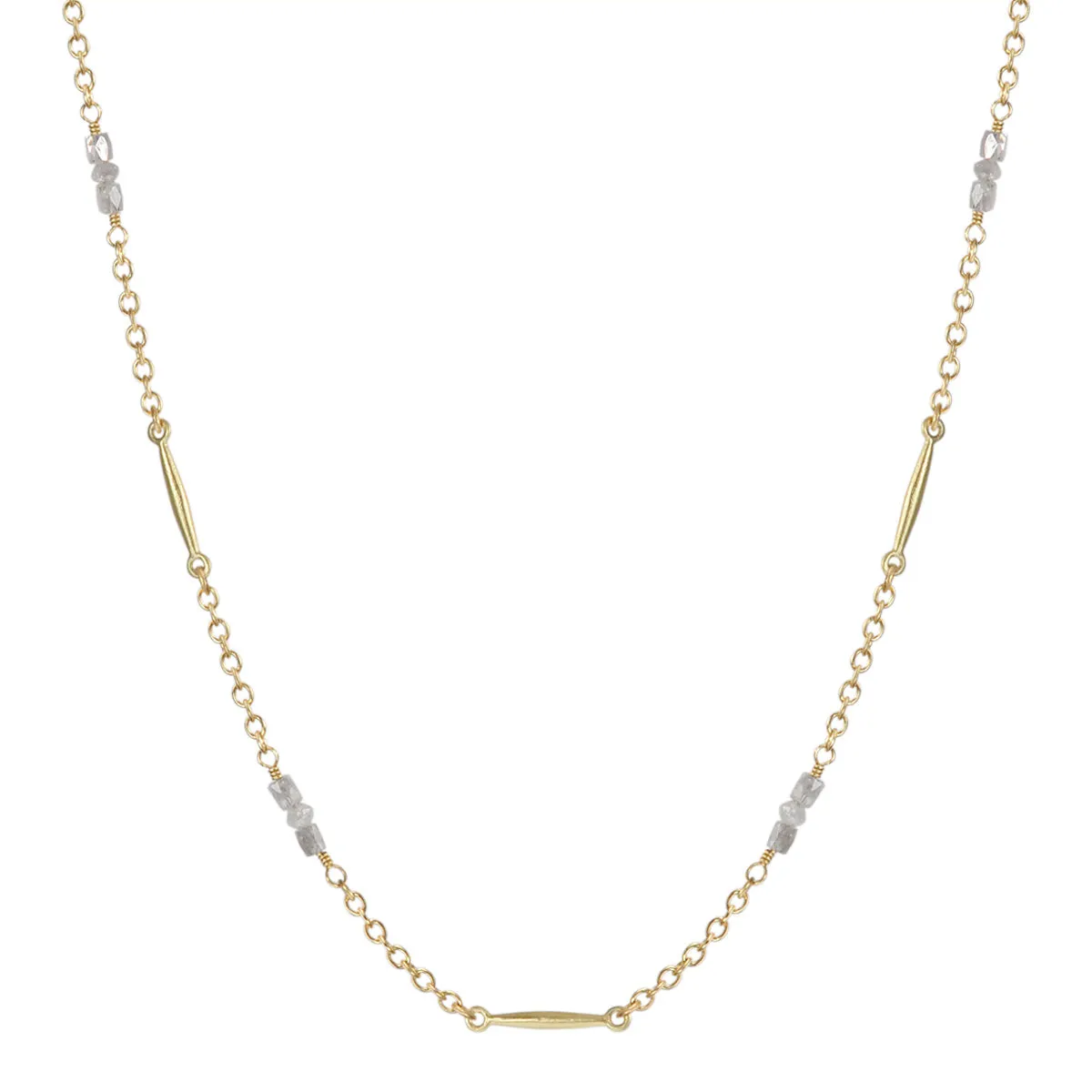 18K Gold Lure Necklace with Grey Diamonds