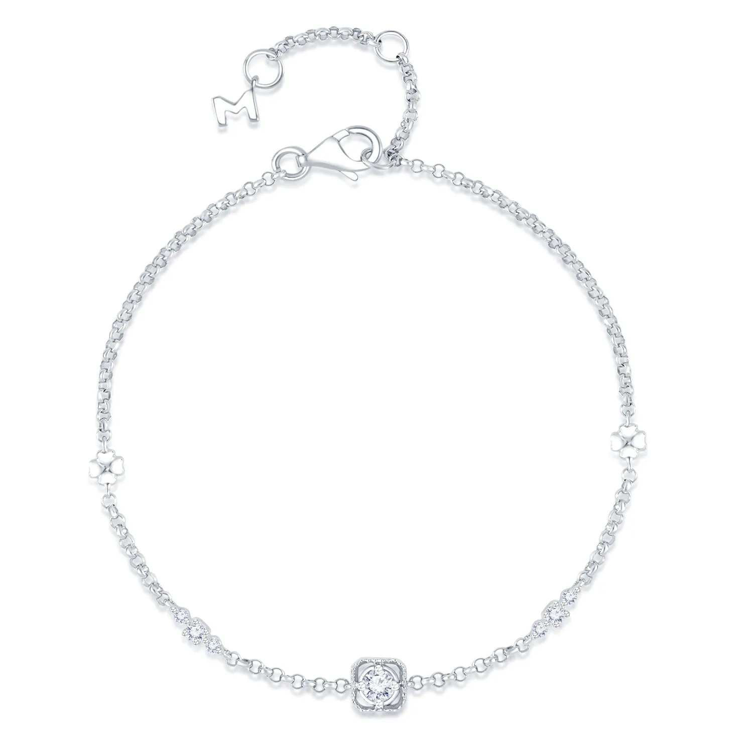 18K White Gold Diamond Station Bracelet