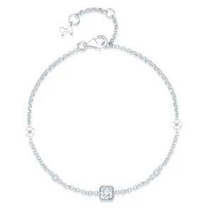 18K White Gold Diamond Station Bracelet