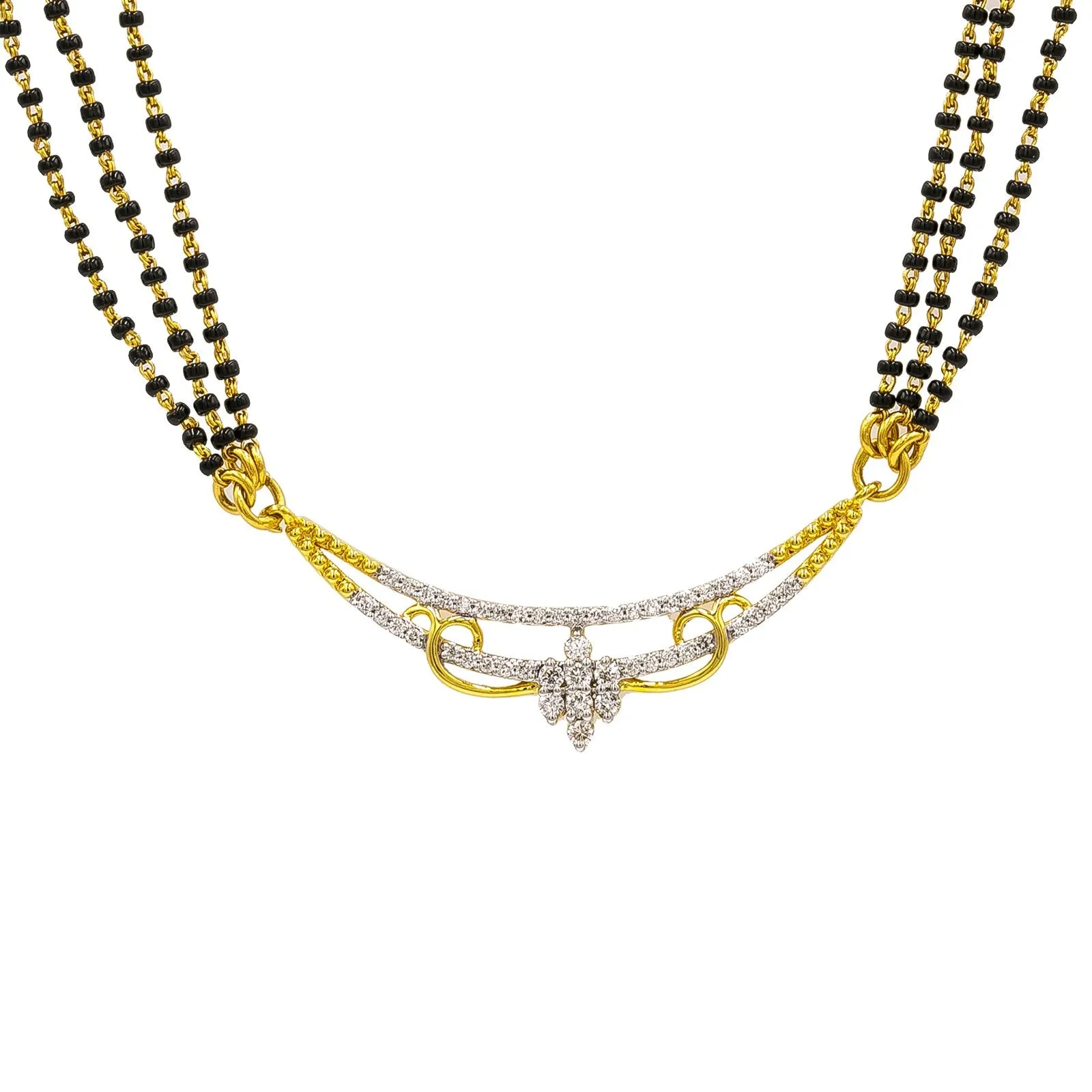 18K Yellow Gold Diamond Mangalsutra Necklace W/ 0.34ct VS-SI Diamonds