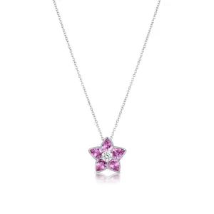 18kt White Gold Pink Sapphire and Sapphire Star Pendant