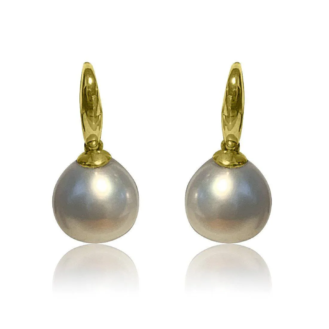 18kt Yellow Gold Black Pearl Hook earrings