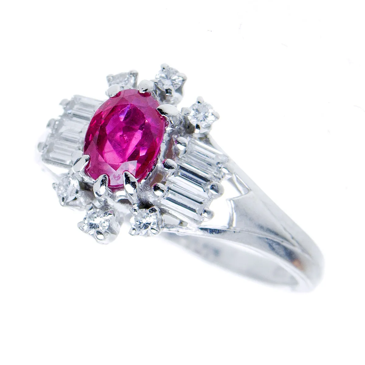 1950s Platinum 1.53ct Ruby & Diamond Ring - No Heat Burma