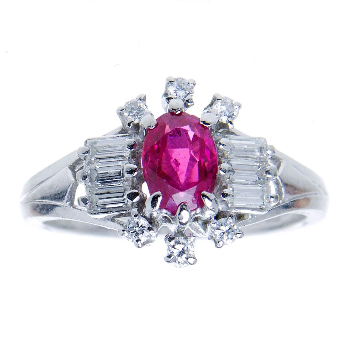 1950s Platinum 1.53ct Ruby & Diamond Ring - No Heat Burma