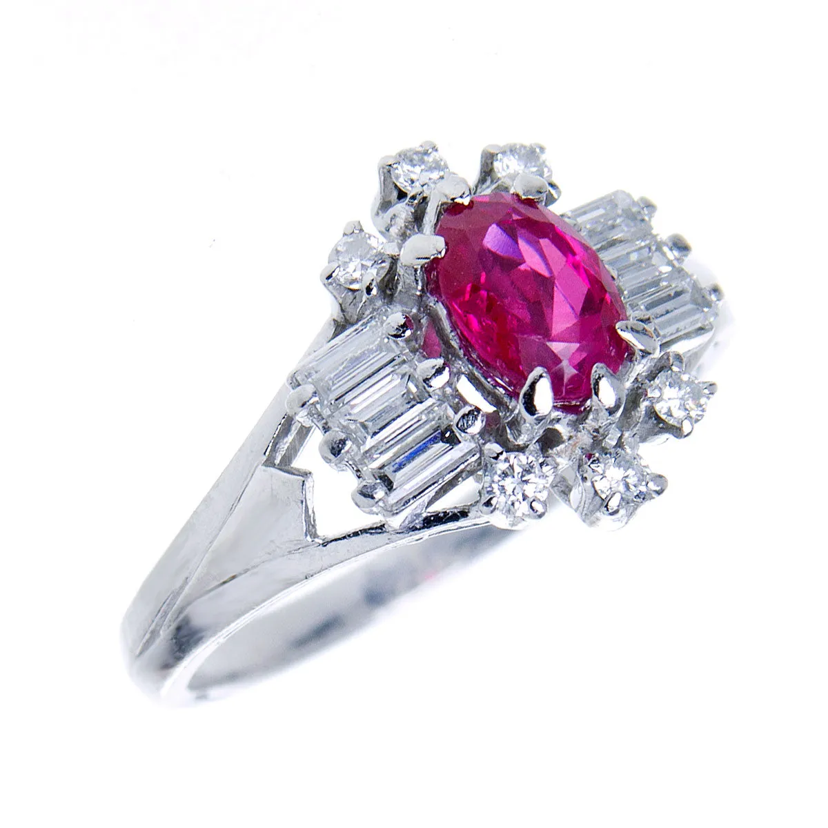 1950s Platinum 1.53ct Ruby & Diamond Ring - No Heat Burma