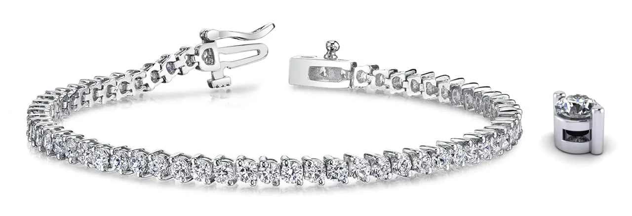 2 Prong Set Round Diamond  Tennis Bracelet with 2.98 ct.(finished) 2.2mm