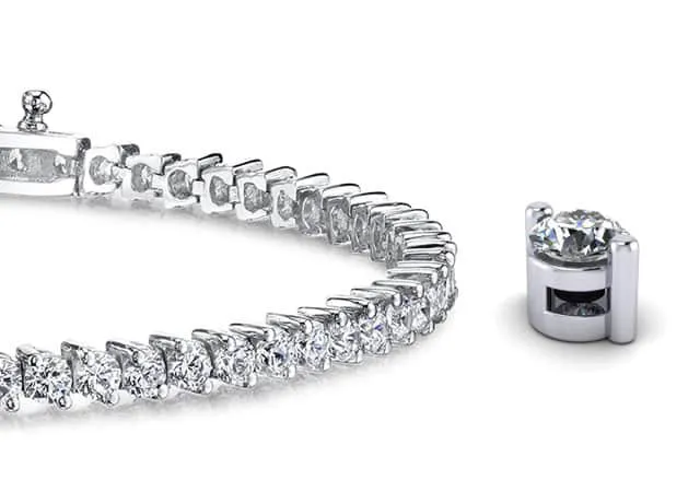 2 Prong Set Round Diamond  Tennis Bracelet with 2.98 ct.(finished) 2.2mm