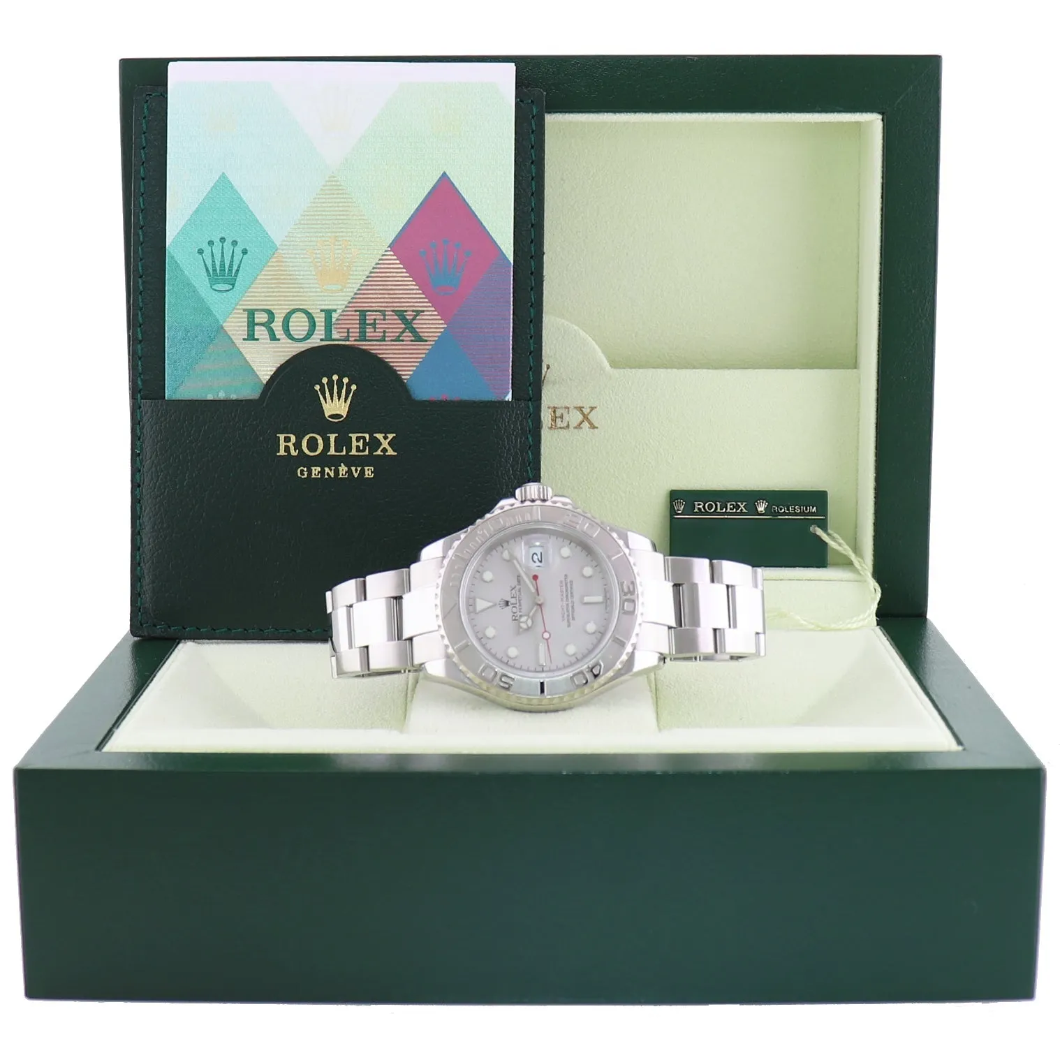 2006 PAPERS Rolex Yacht-Master 16622 Steel Platinum Bezel Oyster 40mm Watch Box