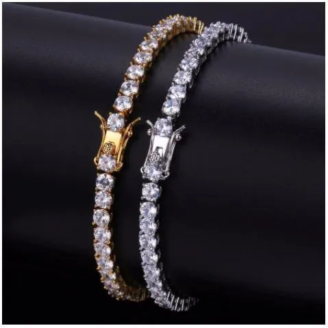 3MM CZ 1 Row Iced Out Tennis Bracelet .925 Sterling Silver