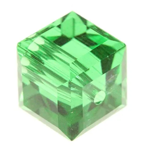 5 Strands Czech Cube Crystal Glass Loose Beads 8mm Peridot Green (~475-500pcs) for Jewelry Craft Making Supplies CCC816