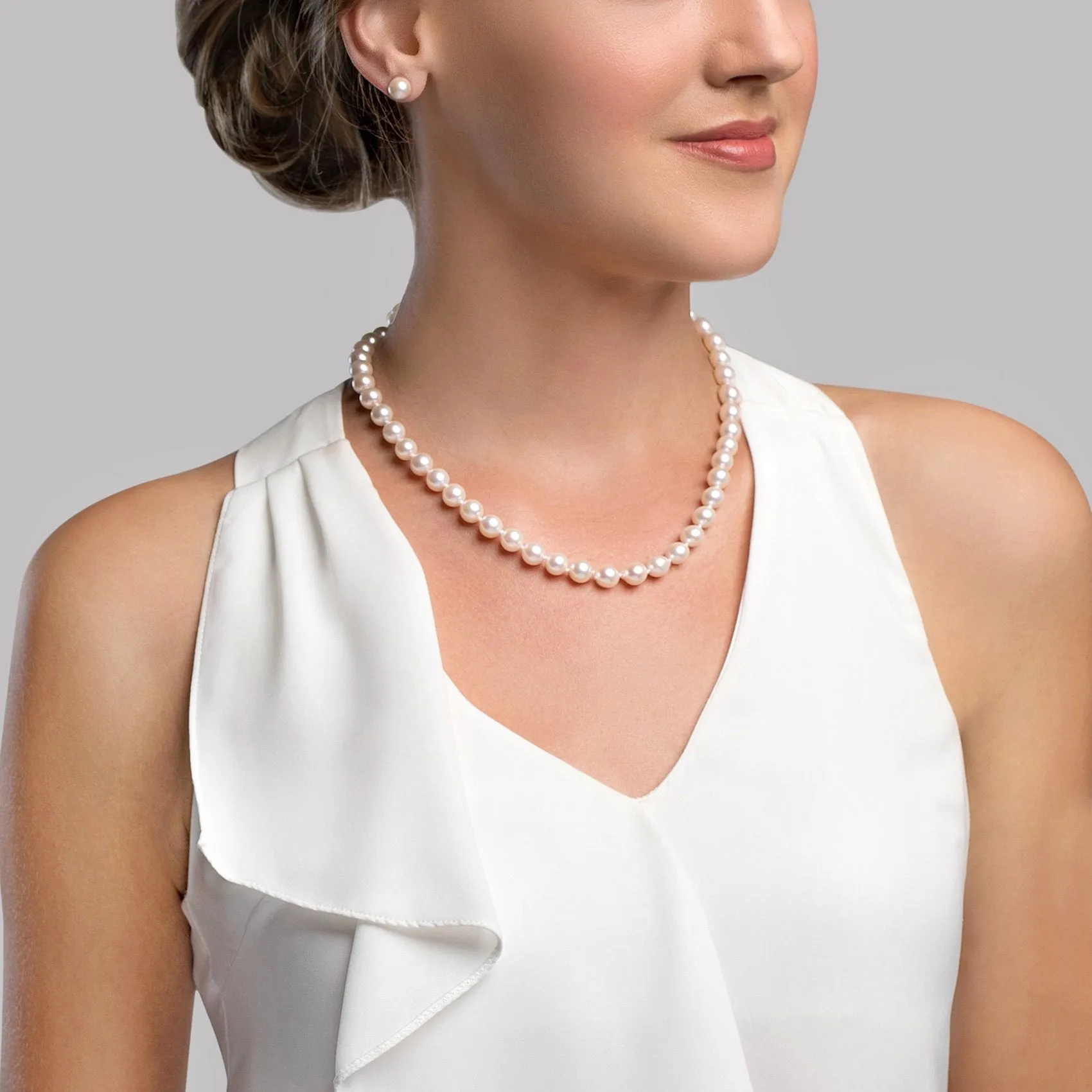 8.0-8.5mm Freshwater Pearl Necklace & Earrings