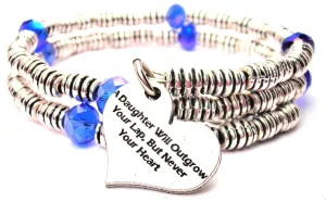 A Daughter Will Outgrow Your Lap, But Never Your Heart Curly Coil Wrap Style Bangle Bracelet