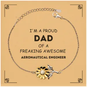 Aeronautical Engineer Gifts. Proud Dad of a freaking Awesome Aeronautical Engineer. Sunflower Bracelet with Card for Aeronautical Engineer. Great Gift for Him. Fathers Day Gift. Unique Dad Jewelry