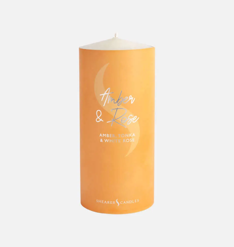 Amber and Rose Pillar Candle