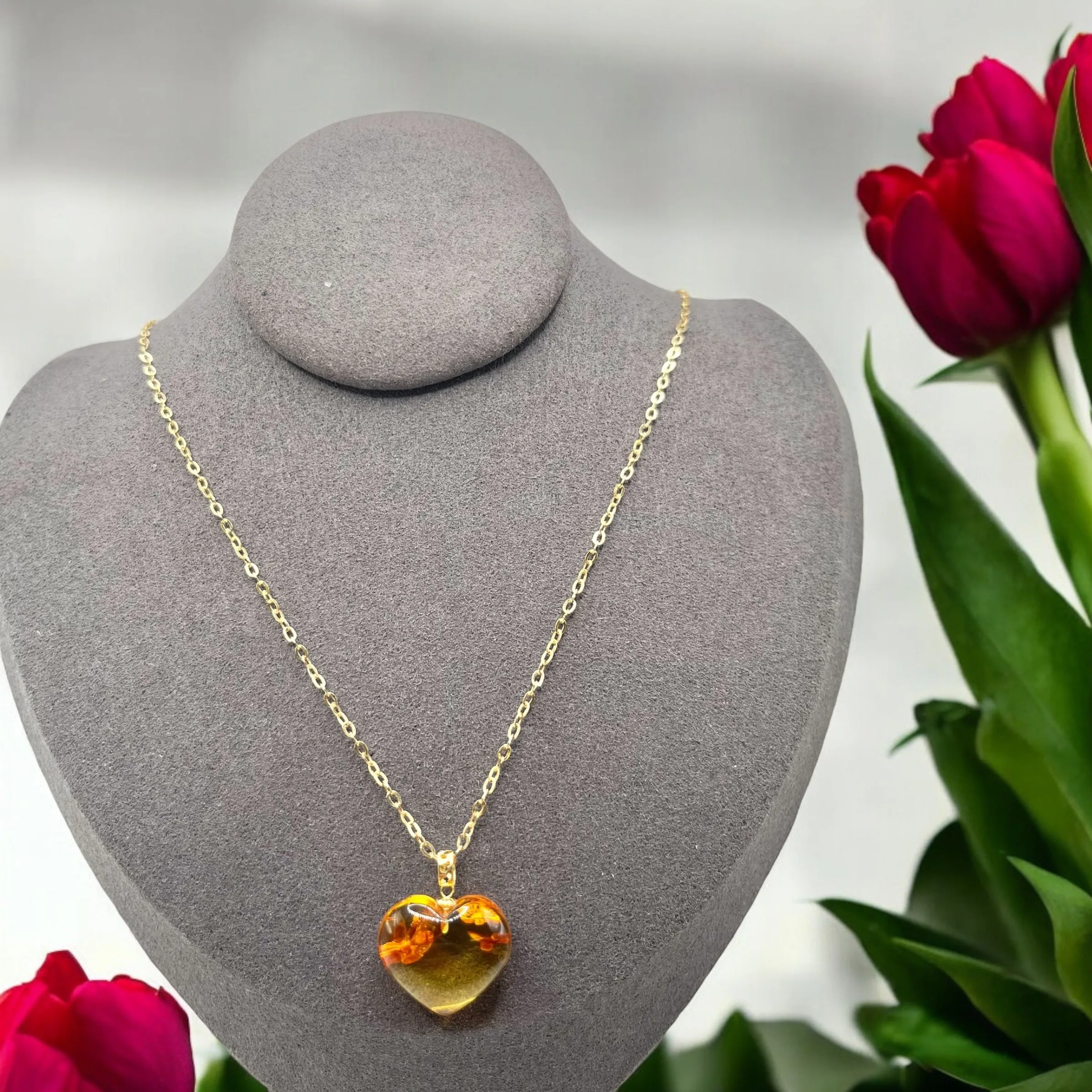 AMBER HEART PENDANT