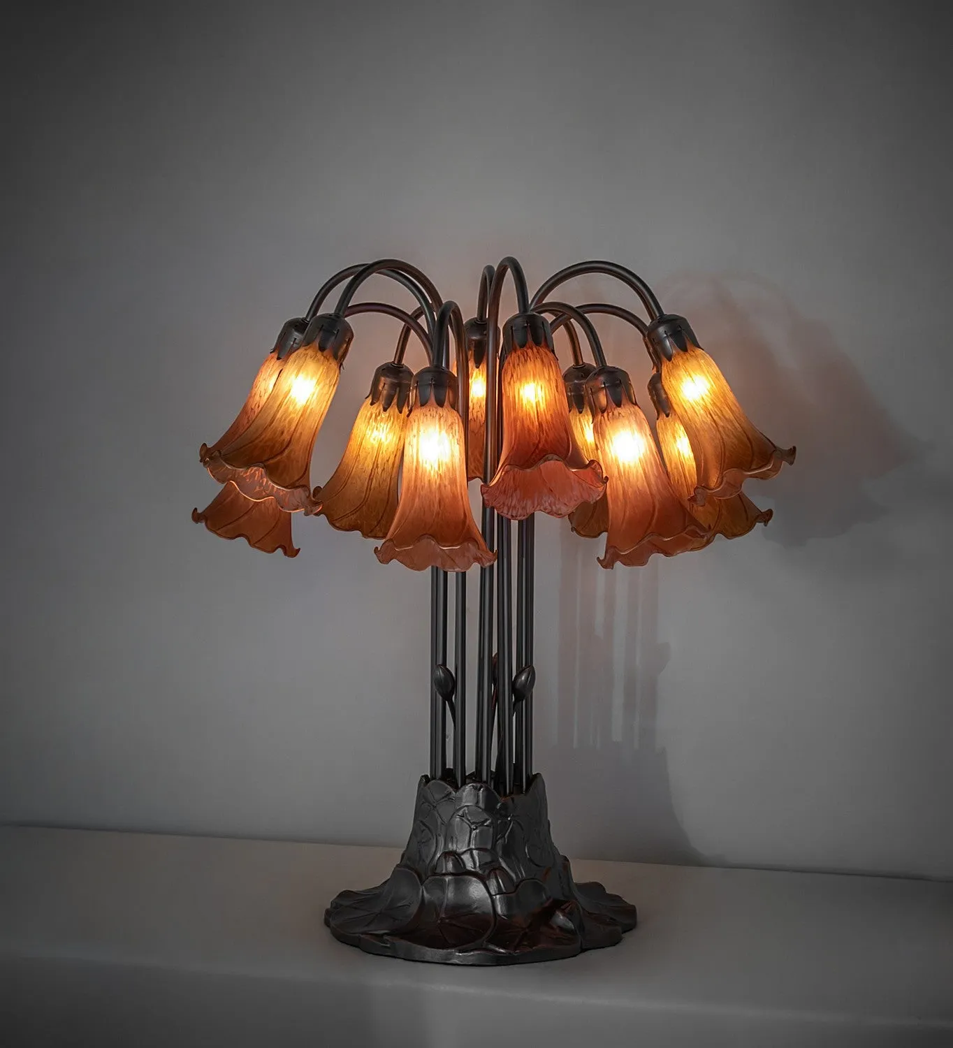 Amber Tiffany Pond Lily 12 Light Table Lamp