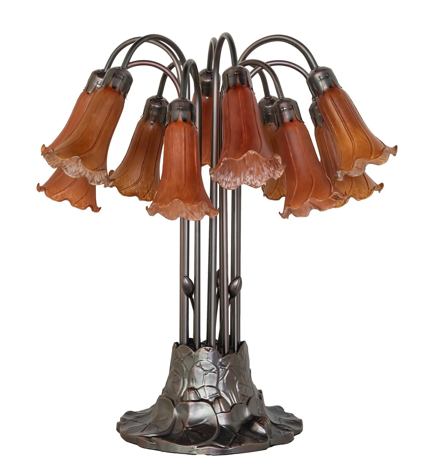 Amber Tiffany Pond Lily 12 Light Table Lamp