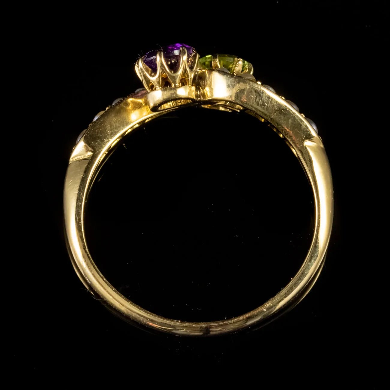 Antique Edwardian Suffragette 0.25Ct Amethyst Peridot 18Ct Gold Circa 1910