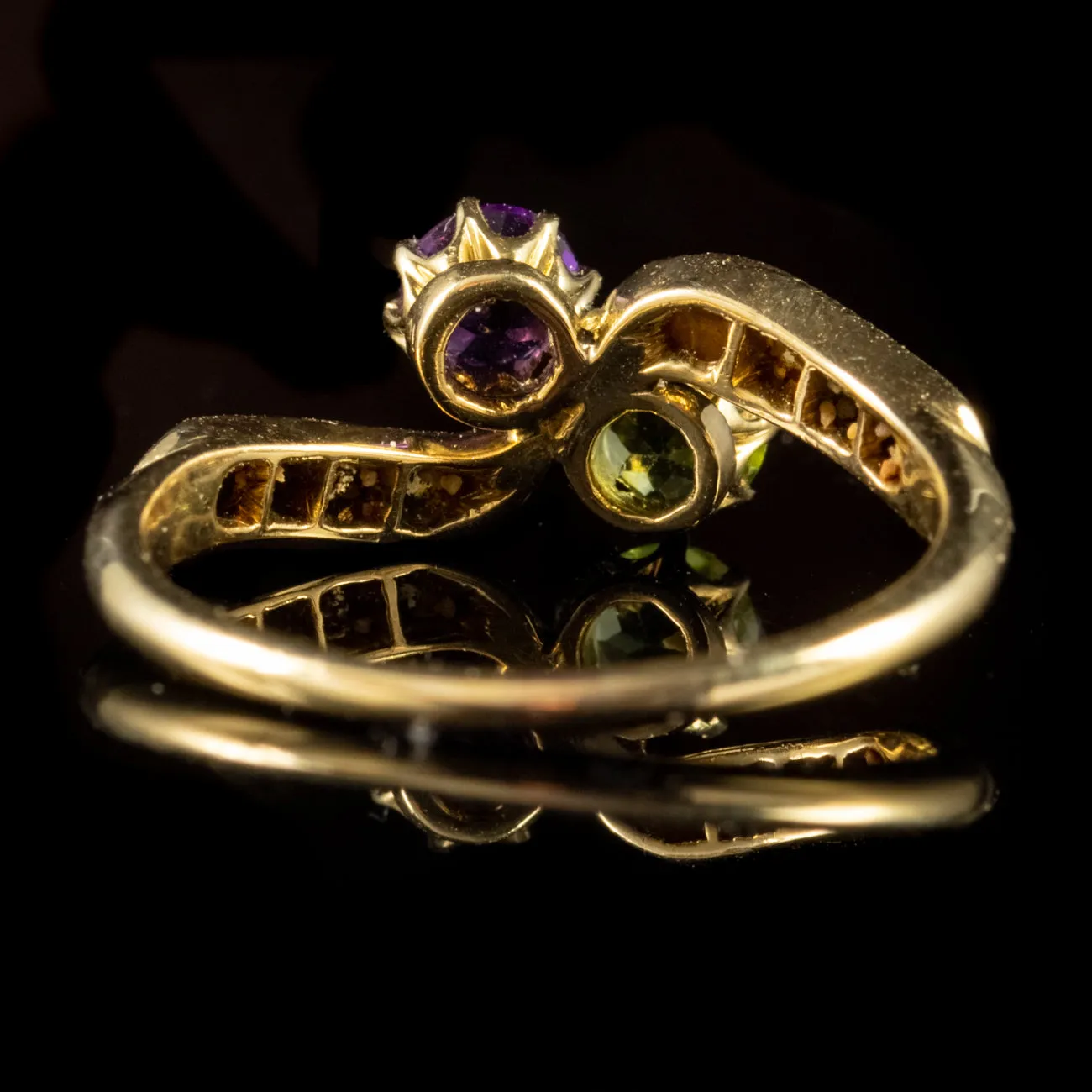 Antique Edwardian Suffragette 0.25Ct Amethyst Peridot 18Ct Gold Circa 1910