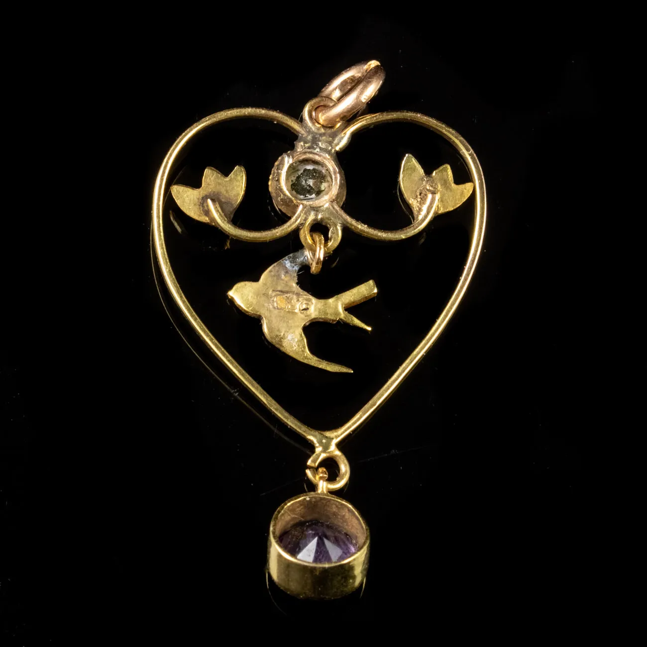 Antique Edwardian Suffragette Heart Pendant 18Ct Gold Circa 1910