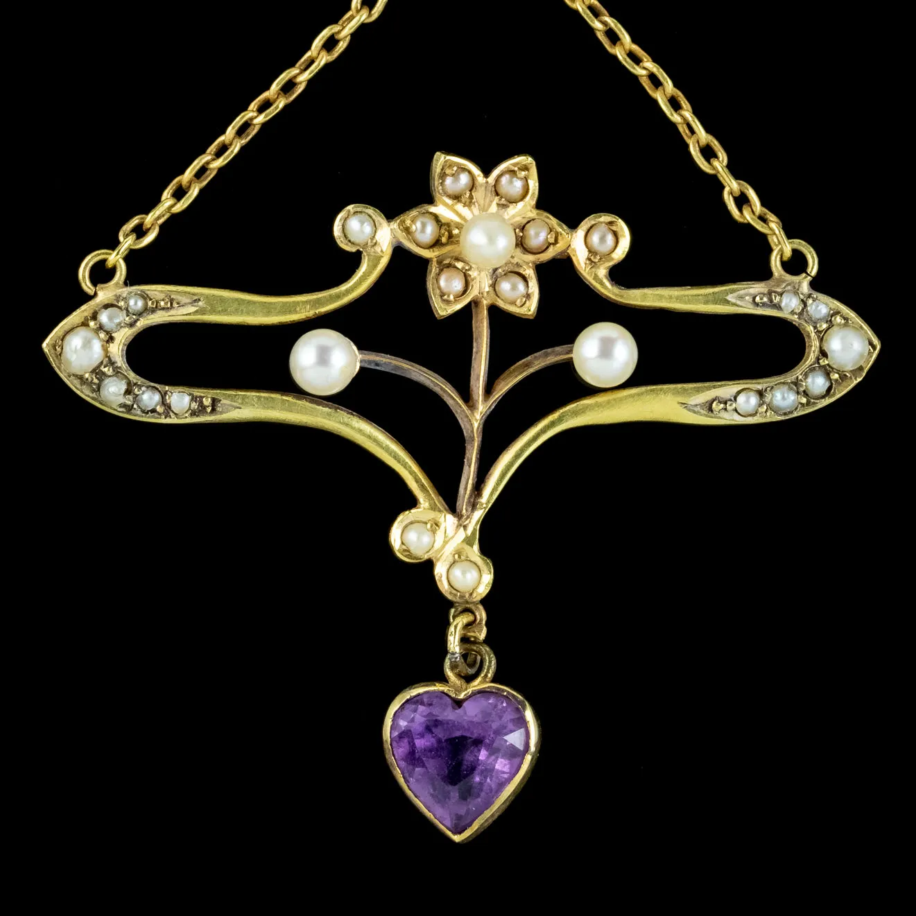 Antique Edwardian Suffragette Pendant 15ct Gold Peridot Amethyst Pearl Circa 1910