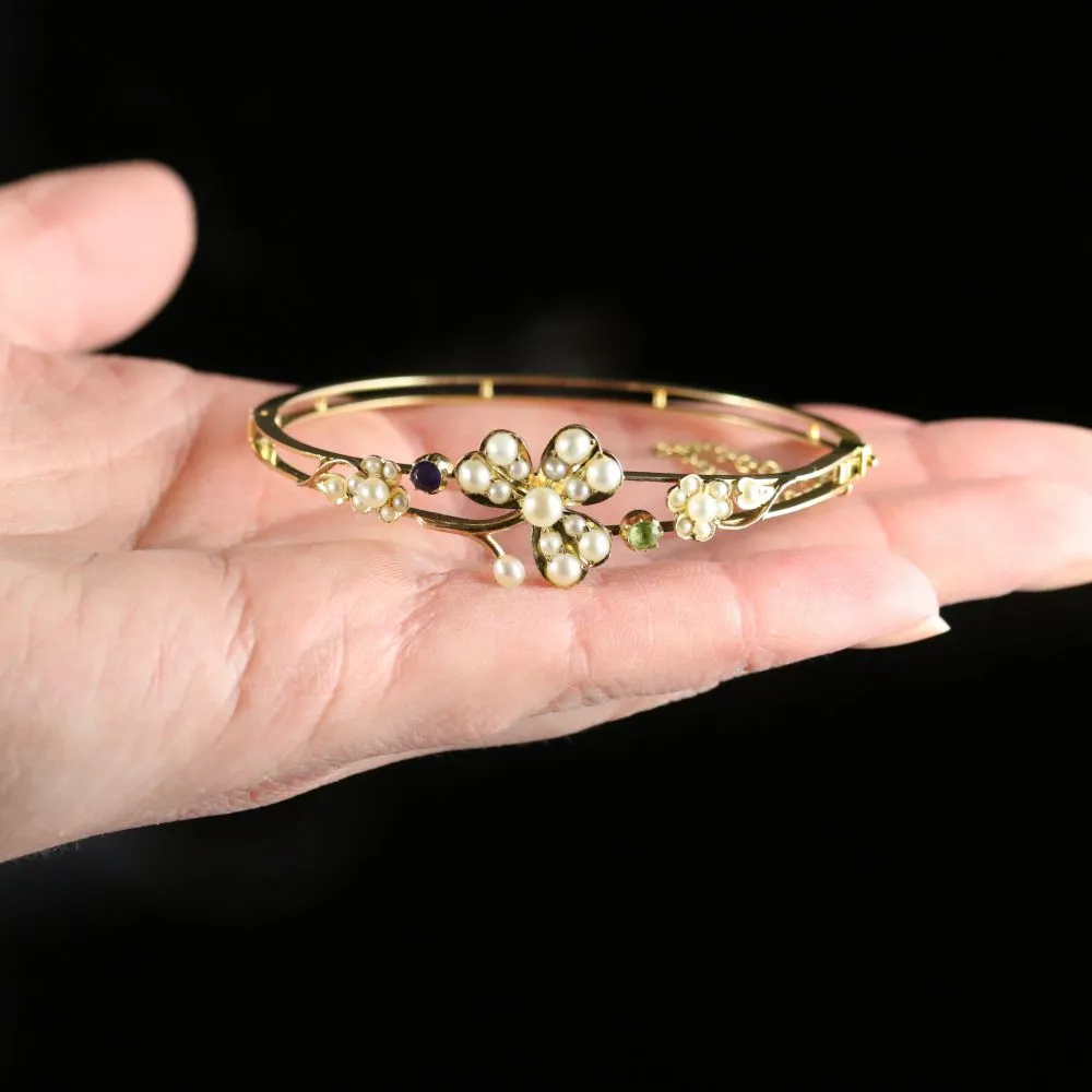 Antique Victorian Suffragette Bangle 15Ct Gold Circa 1900