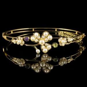 Antique Victorian Suffragette Bangle 15Ct Gold Circa 1900