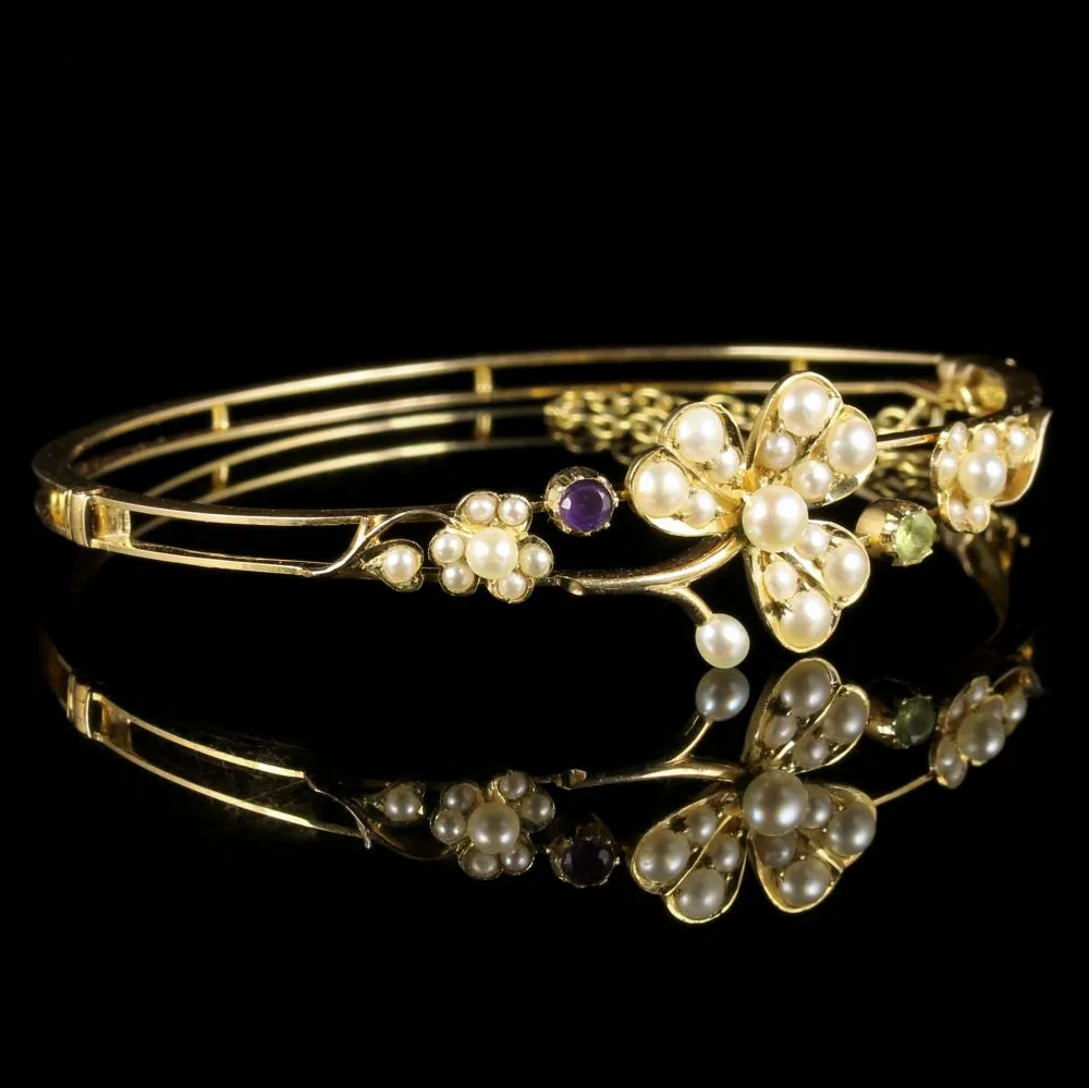 Antique Victorian Suffragette Bangle 15Ct Gold Circa 1900