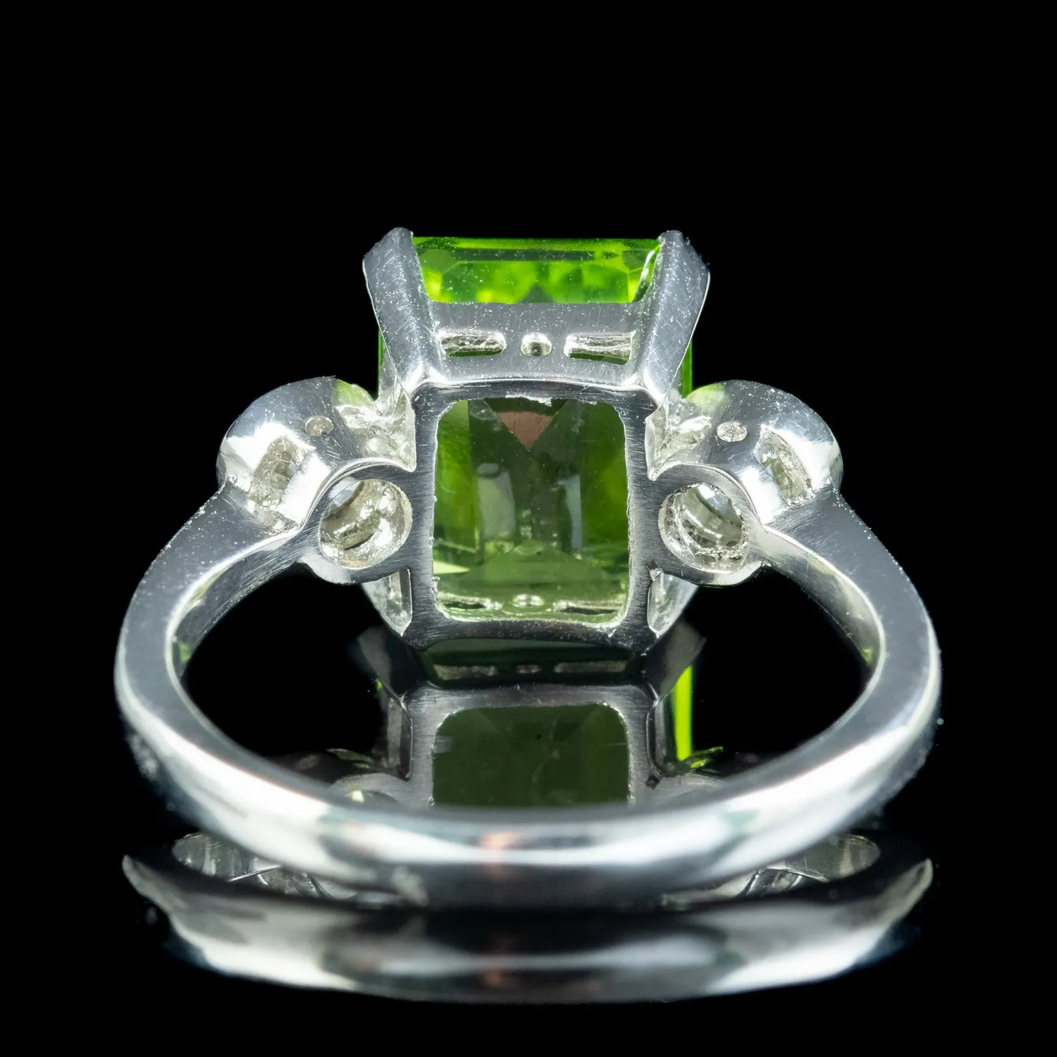 Art Deco Style Peridot Diamond Trilogy Ring 3ct Peridot