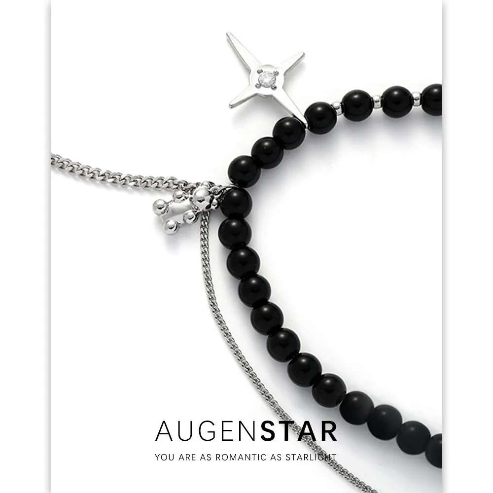 ASR | Four Pointed Star Black Beaded Necklace