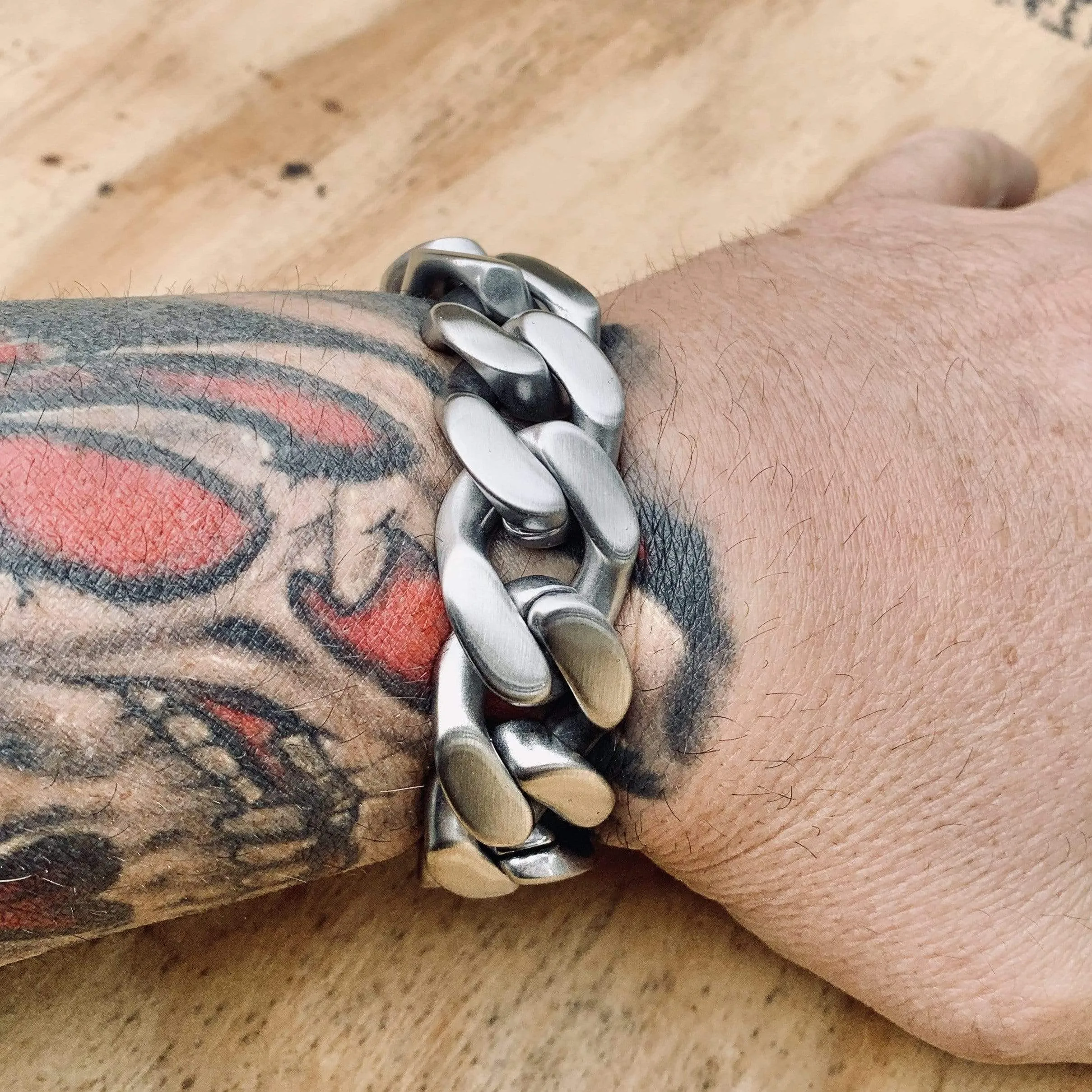 Bagger Bracelet - "EASY BIKER" - Brushed - 3/4" wide - B13