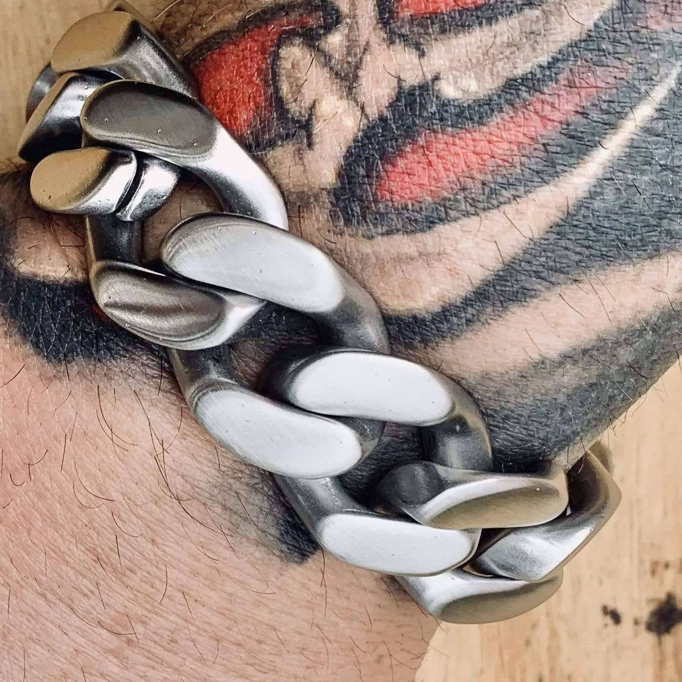 Bagger Bracelet - "EASY BIKER" - Brushed - 3/4" wide - B13