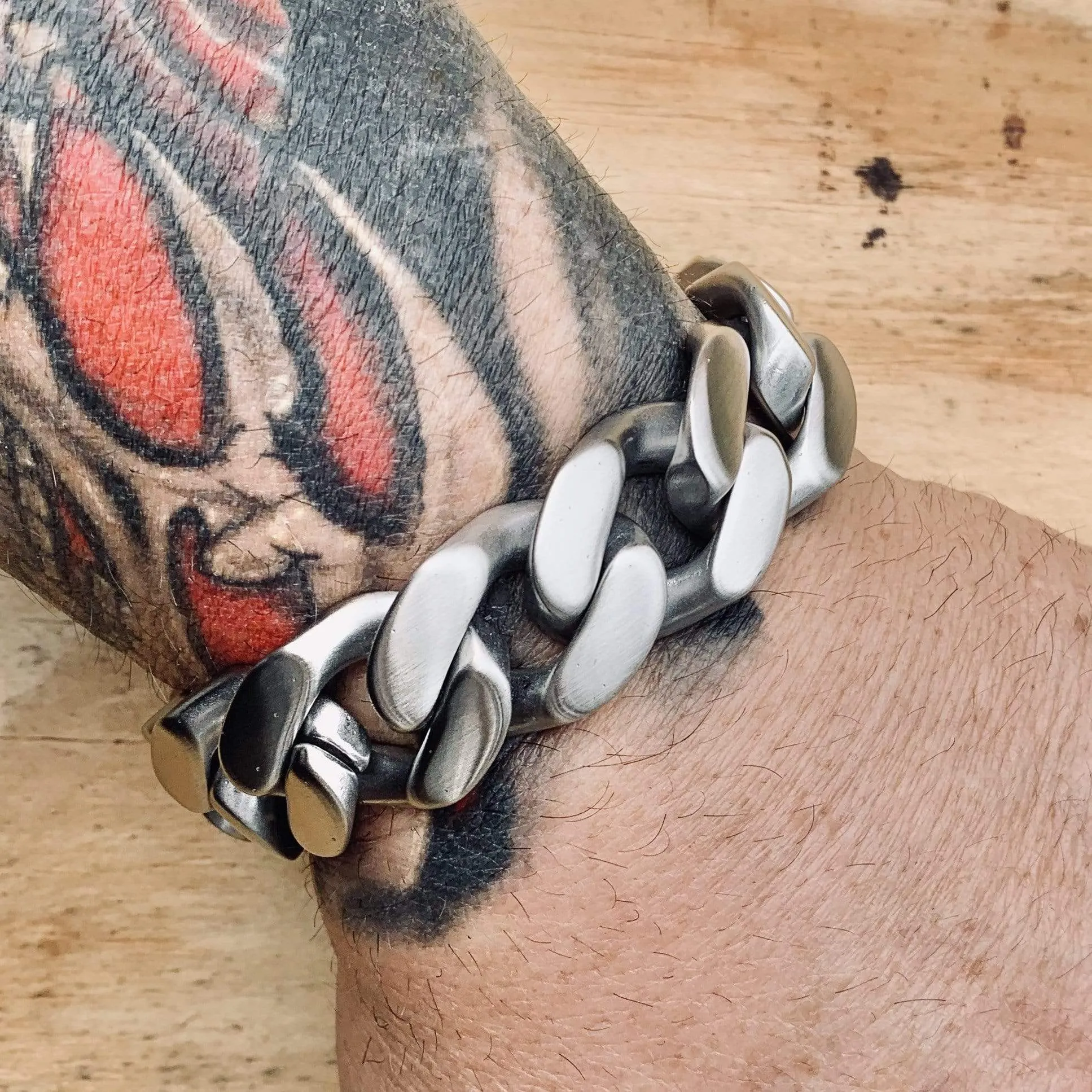 Bagger Bracelet - "EASY BIKER" - Brushed - 3/4" wide - B13