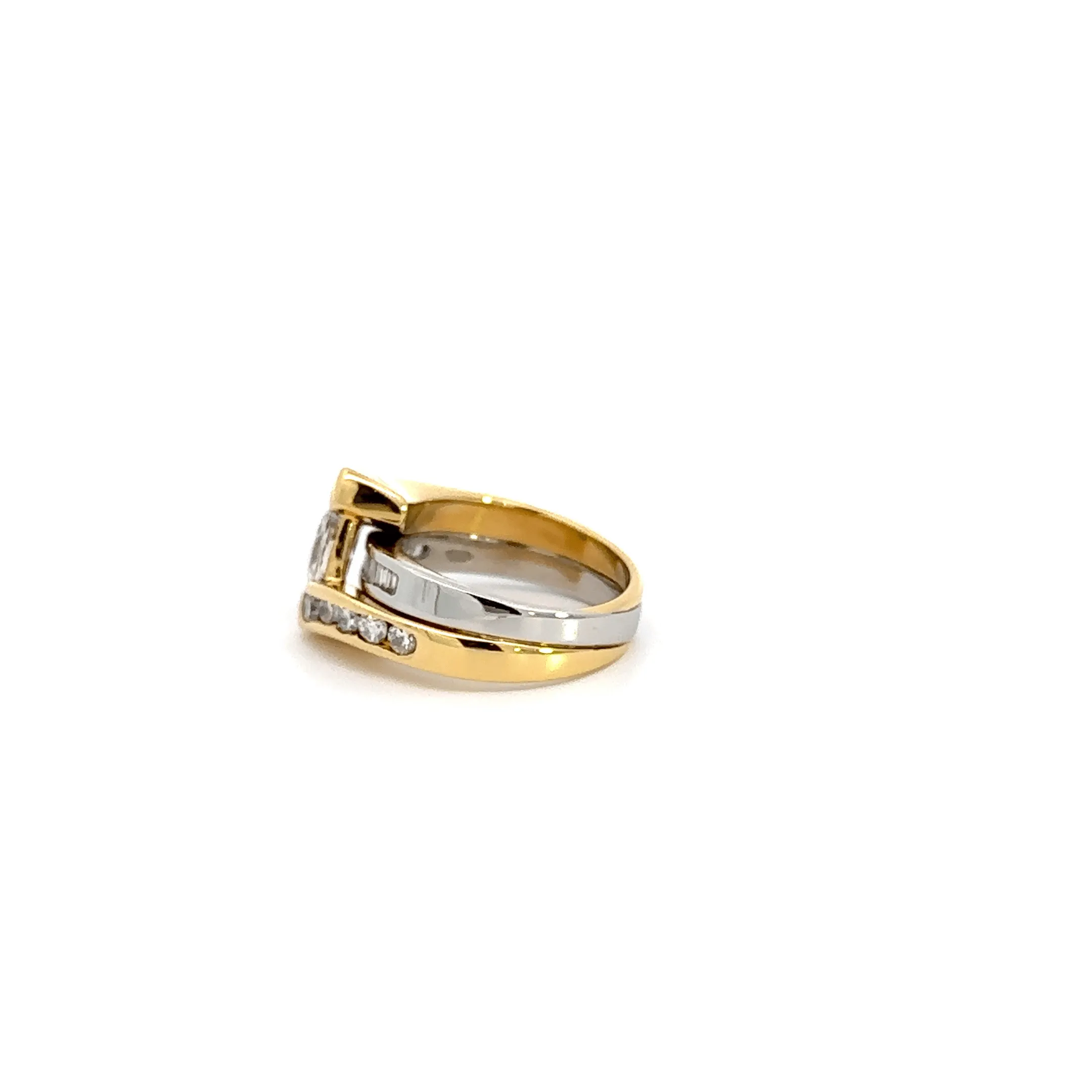 Baikalla Antique Two Tone Platinum and 18k Gold Diamond Ring