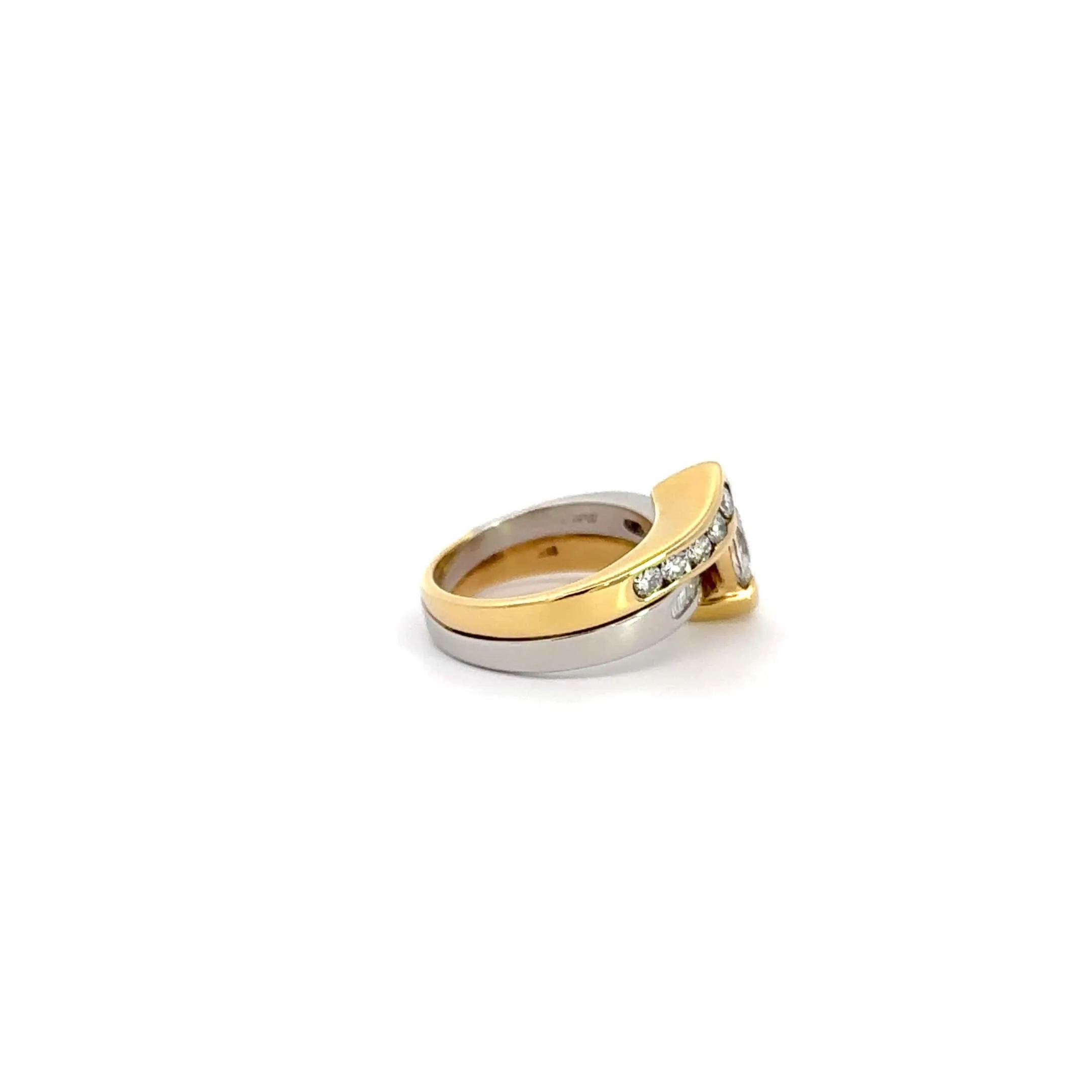 Baikalla Antique Two Tone Platinum and 18k Gold Diamond Ring