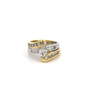 Baikalla Antique Two Tone Platinum and 18k Gold Diamond Ring