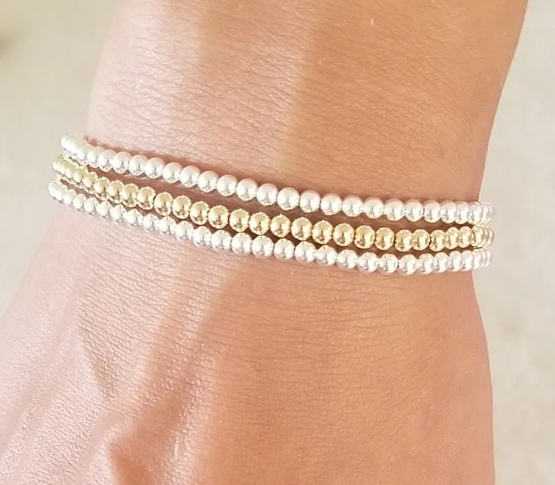 Beaded Balls Bracelet - 3mm balls (choice of sterling silver or 14K gold-fill)