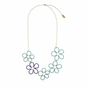 Beaded Flower Bib Necklace