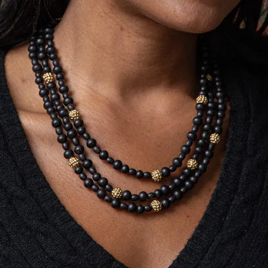 Berry Triple Strand Necklace - Ebony