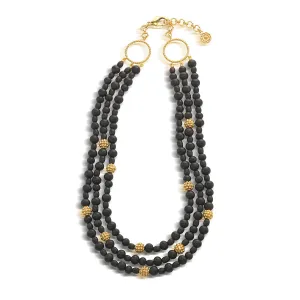 Berry Triple Strand Necklace - Ebony