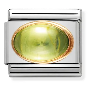 Birthstones - 9 Oval Smooth Peridot (August) Gold Charm