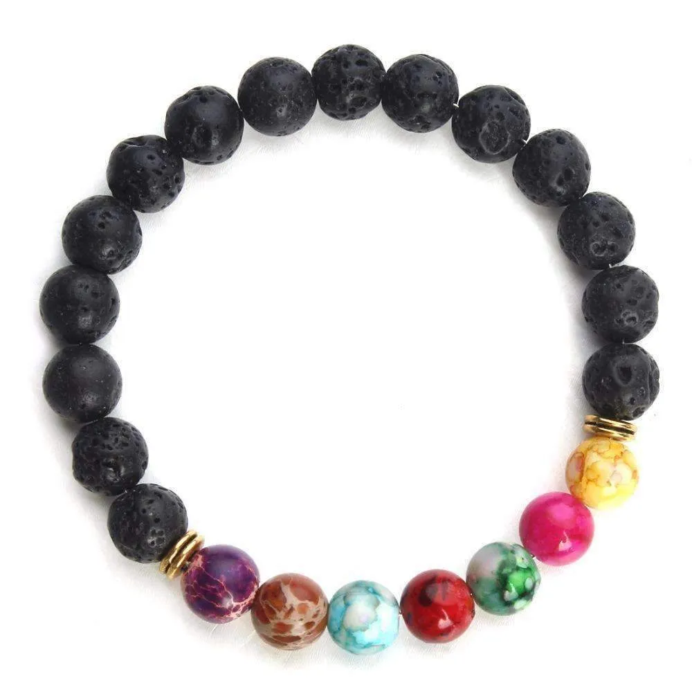 Black Lava Stone Chakra Pulse Bracelet