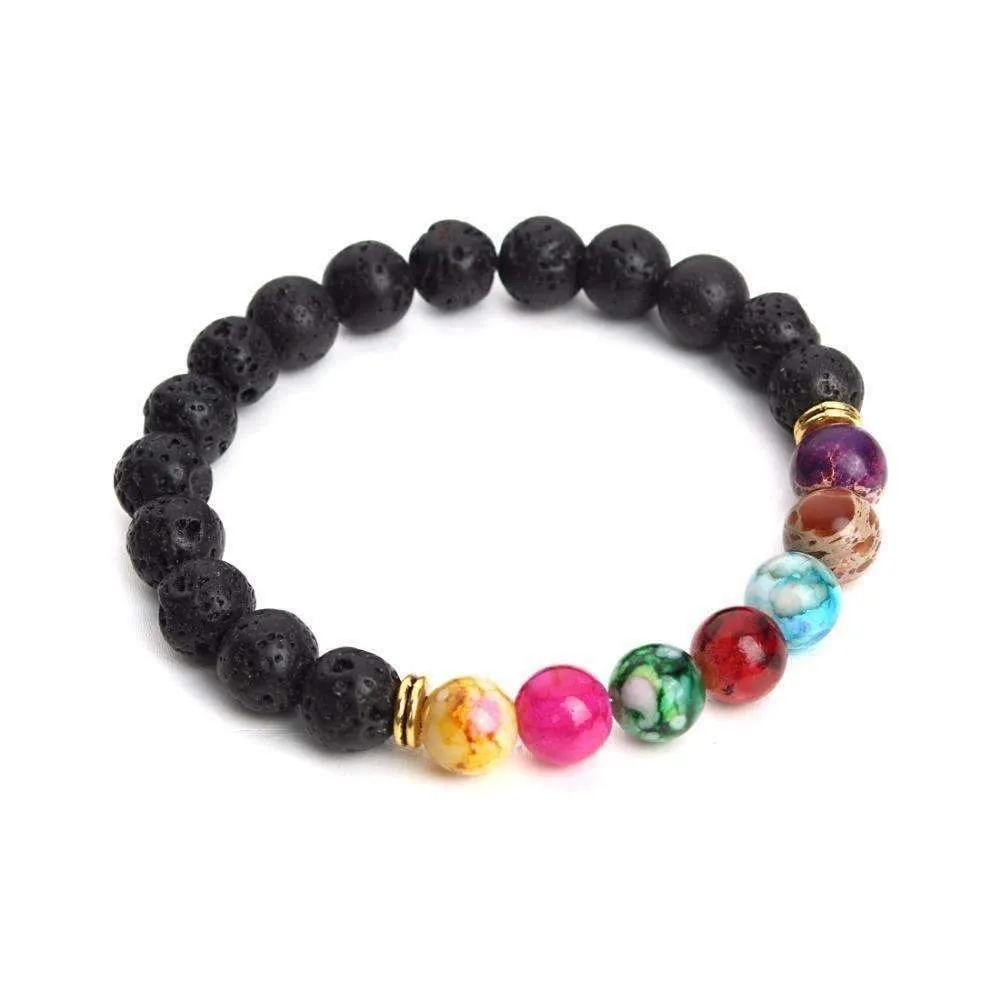 Black Lava Stone Chakra Pulse Bracelet