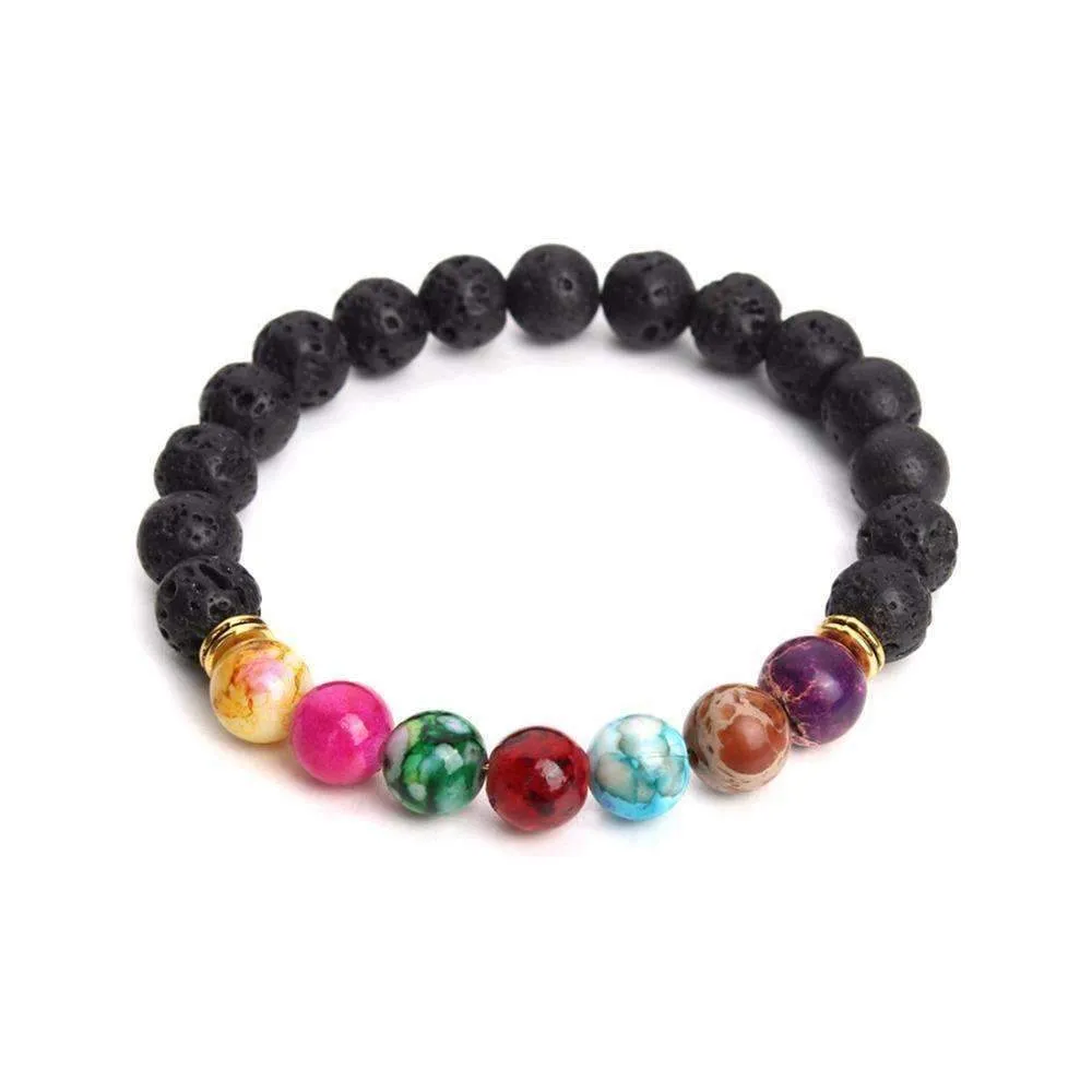 Black Lava Stone Chakra Pulse Bracelet