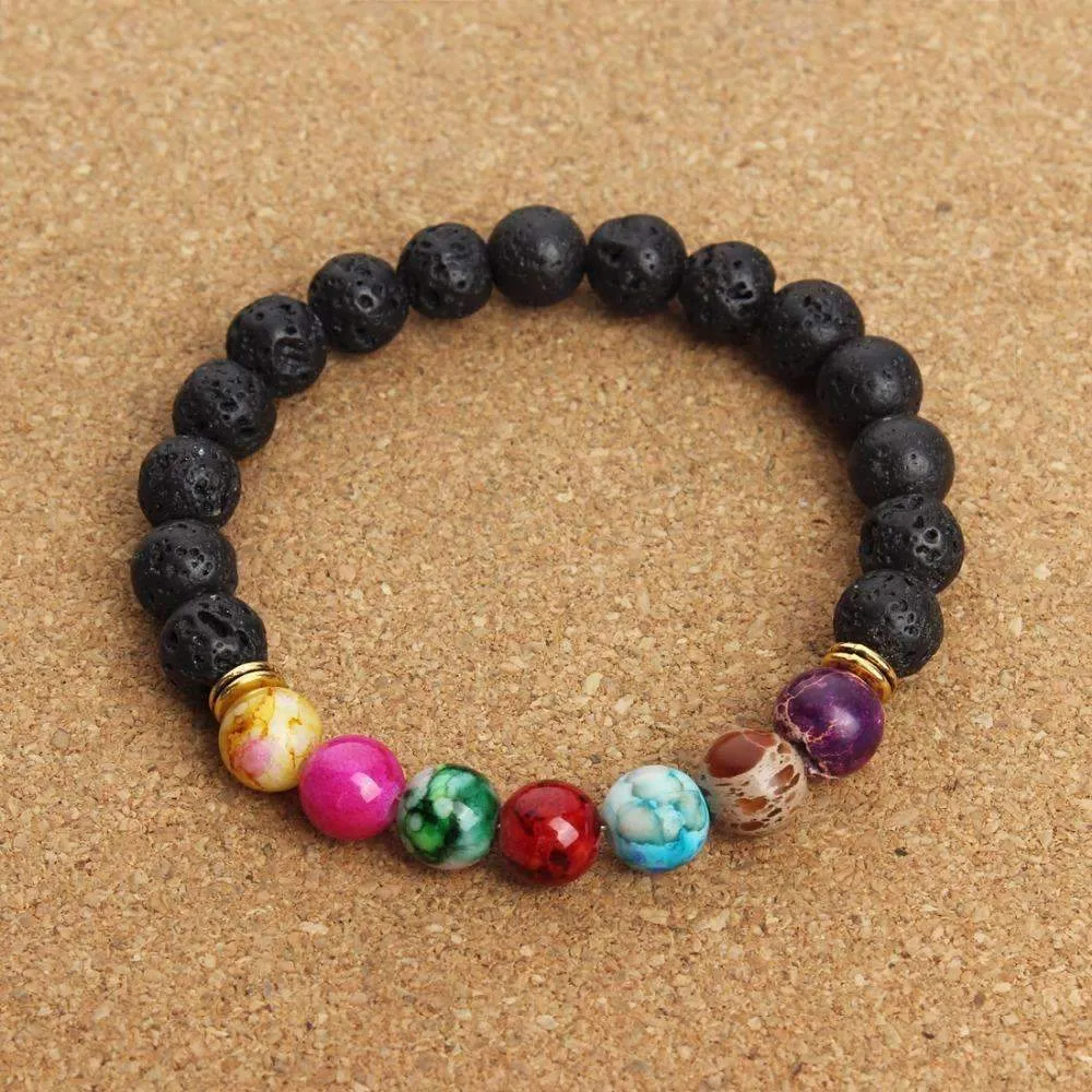 Black Lava Stone Chakra Pulse Bracelet