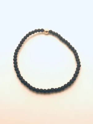 Black Onyx faceted small Gold Bead