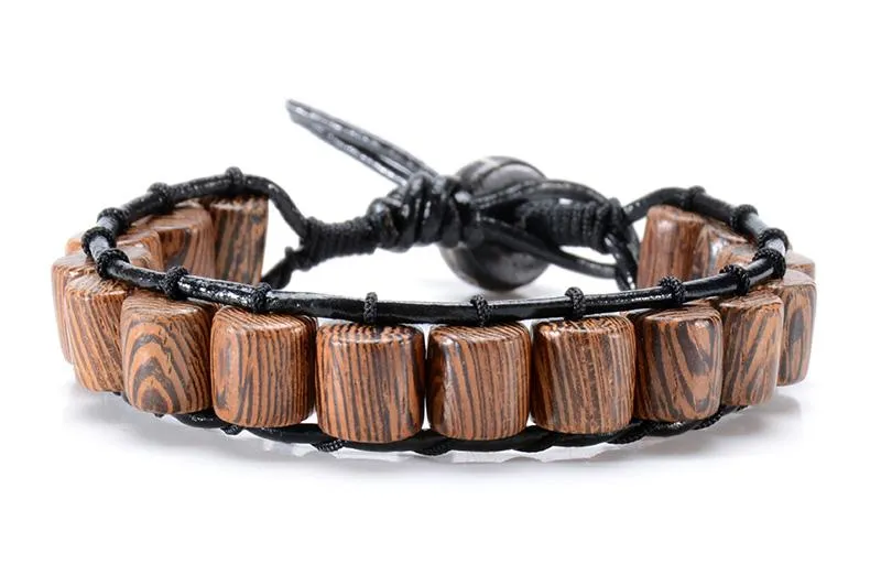 Black Yak Bone &amp Wenge Wood Beaded Bracelet