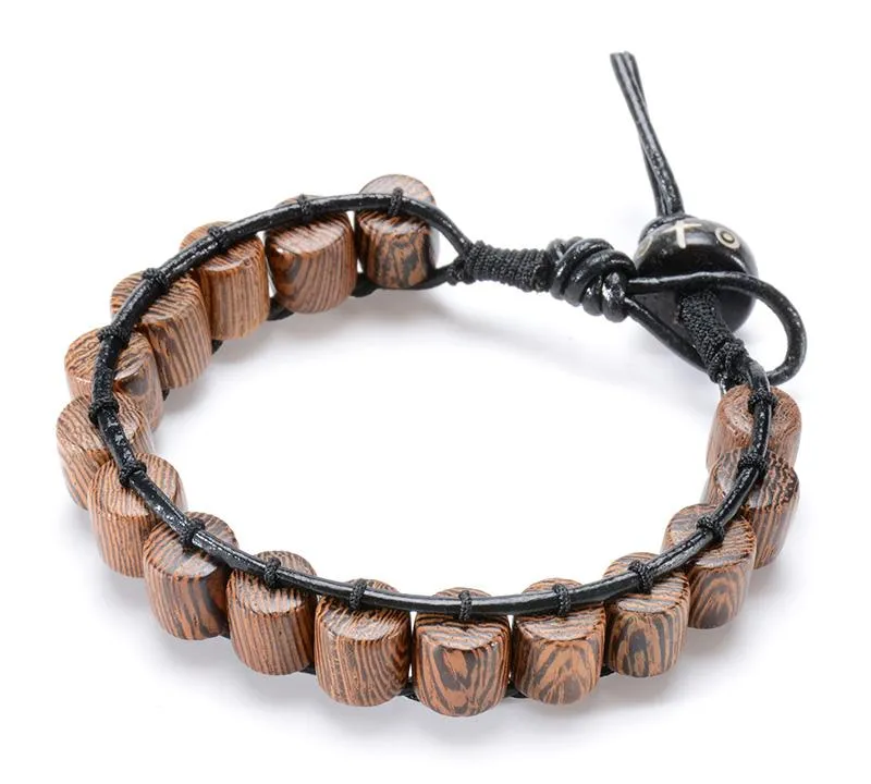 Black Yak Bone &amp Wenge Wood Beaded Bracelet