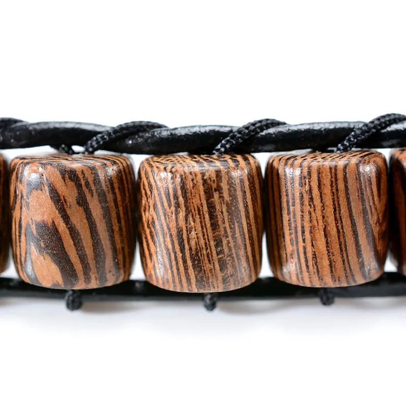 Black Yak Bone &amp Wenge Wood Beaded Bracelet